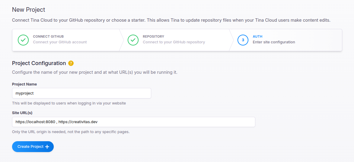 Configuration Tina Cloud CMS